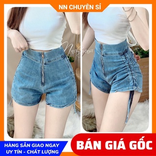 Quần đùi nữ chất jean co giãn mềm mịn tia kéo giữa rút dây 2 bên dễ thương Quần đùi nữ TP115