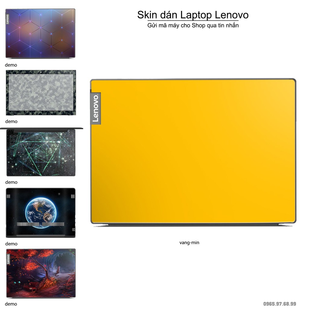 Skin dán Laptop Lenovo màu vàng mịn (inbox mã máy cho Shop)