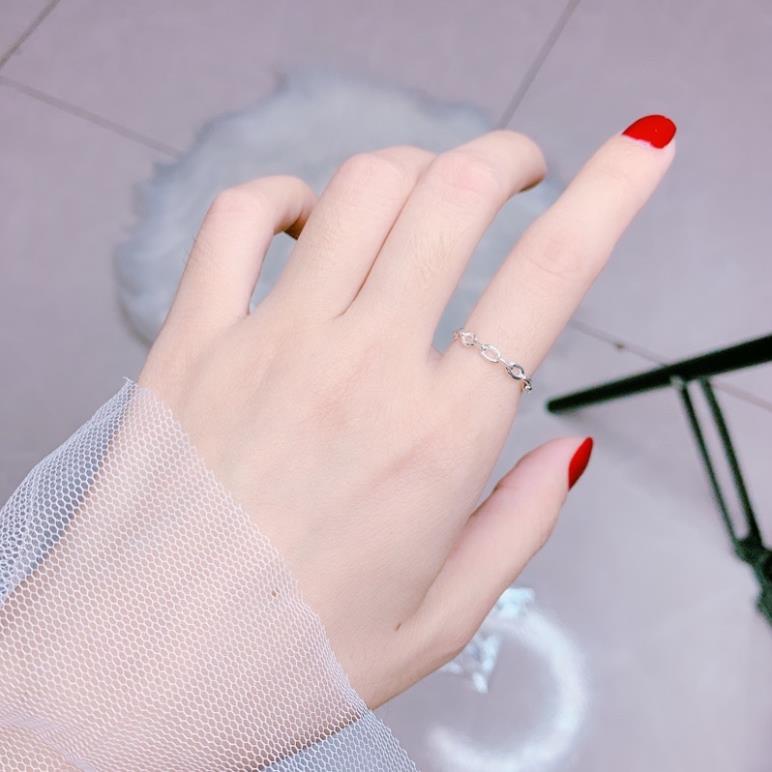 Nhẫn xích mắt nhỏ xinh bạc ta nguyên chất chính hãng-Bạc Kim hưng