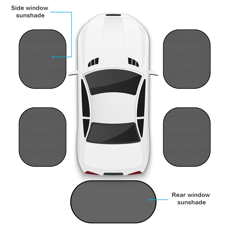 Set 5 Màn Lưới Chống Nắng/Tia UV Có Giác Hút Cho Cửa Sổ Xe Hơi
