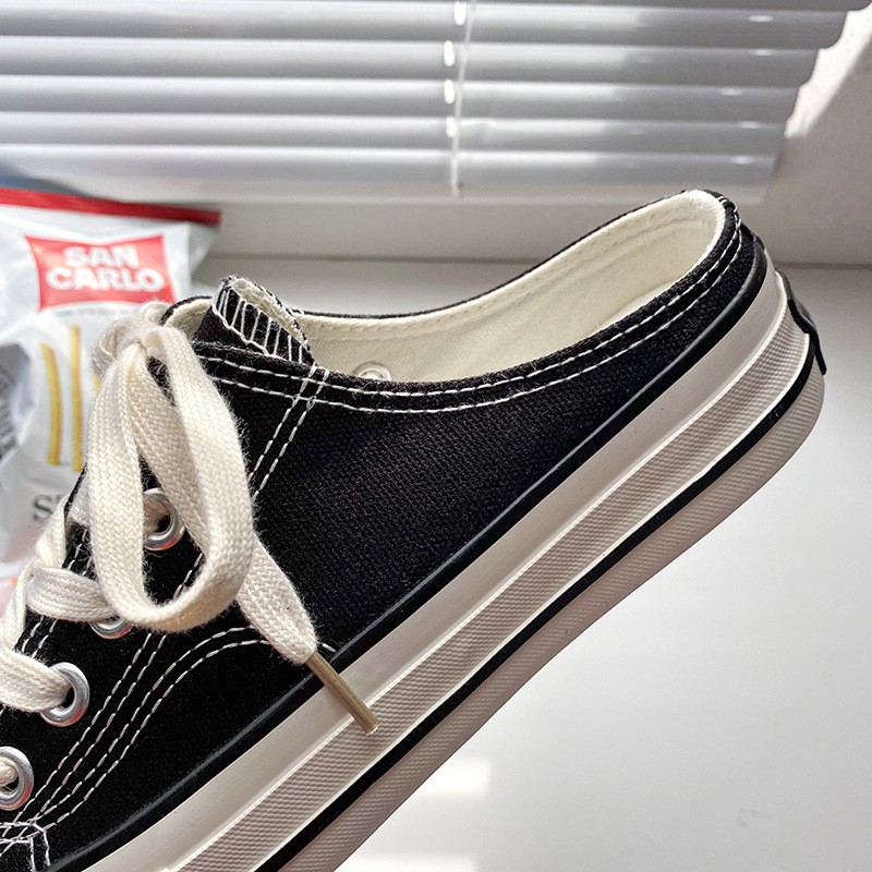 Mới Giày Thể Thao Nửa Chân Vải Bạt Cổ Điển 2021 Dành Cho Nữ