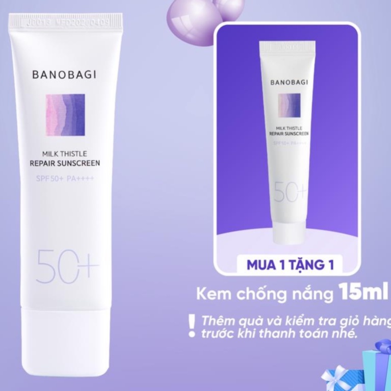 Bộ đôi Kem chống nắng BANOBAGI cho da nhạy cảm REPAIR SUNSCREEN SPF 50+ PA++++ 50ml