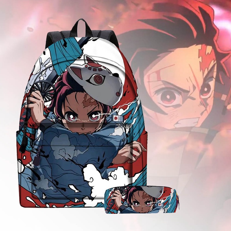 Ba Lô In Họa Tiết Anime Kimetsu no Yaiba Tanjiro Kamado Nezuko Kamado Zenitsu Agatsuma Giyu Tomioka