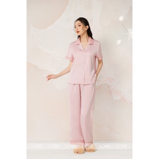 Bộ Pijama Lụa Basic Cổ Voan Tơ Loirechic LPN31