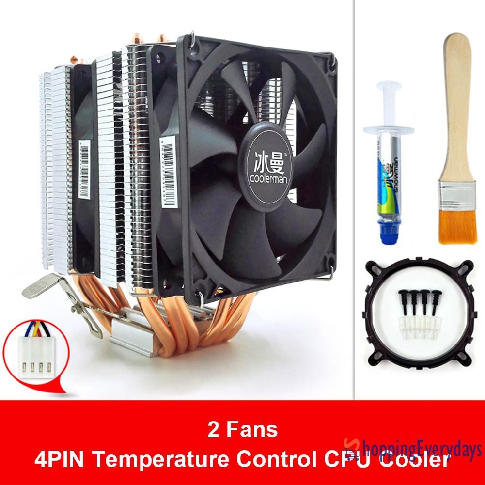 Quạt Tản Nhiệt Làm Mát Cpu 6 Ống 4 Pin Pwm Yên Tĩnh