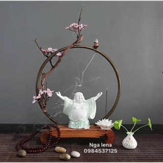 Thác khói trầm hương di lặc sứ bạch định