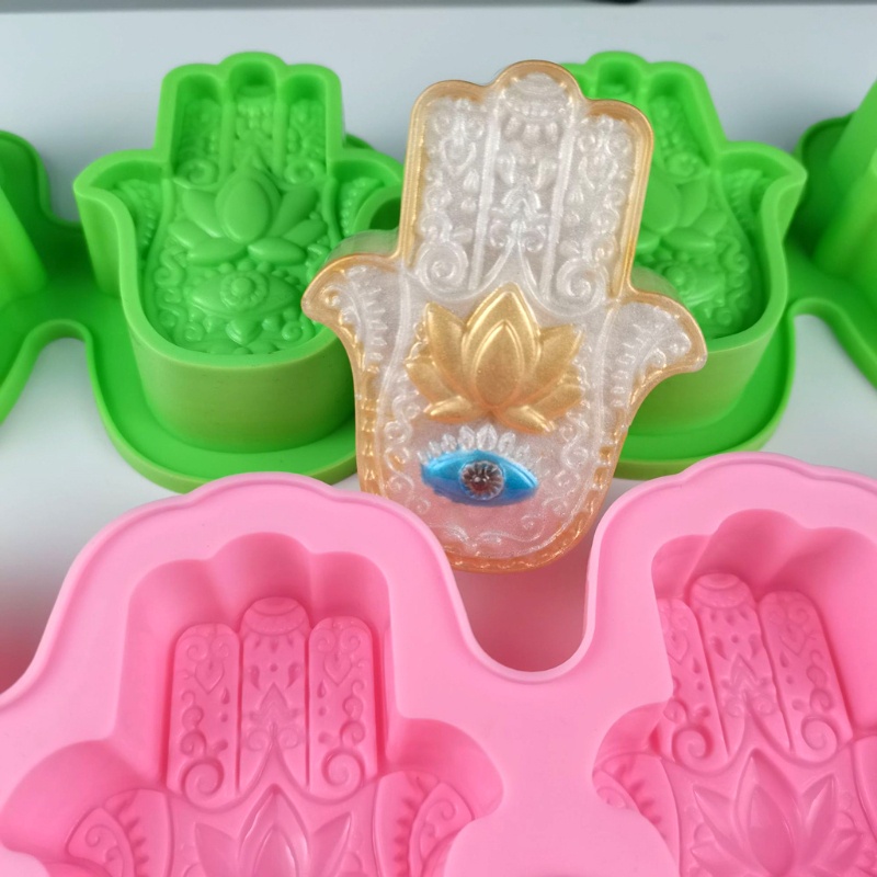 Khuôn Silicone Làm Xà Phòng / Nến Hình Bàn Tay Hamsa / Hoa Sen Độc Đáo