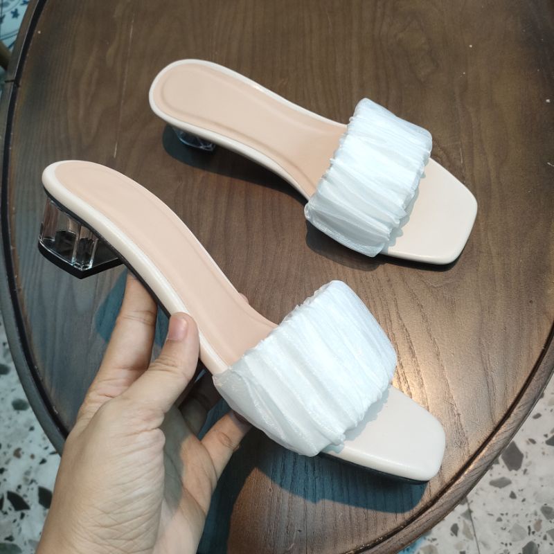 Dép guốc bigsize gót mica - guốc dép ngoại cỡ size 40 41 42 43 44 dép quai ngang nhún