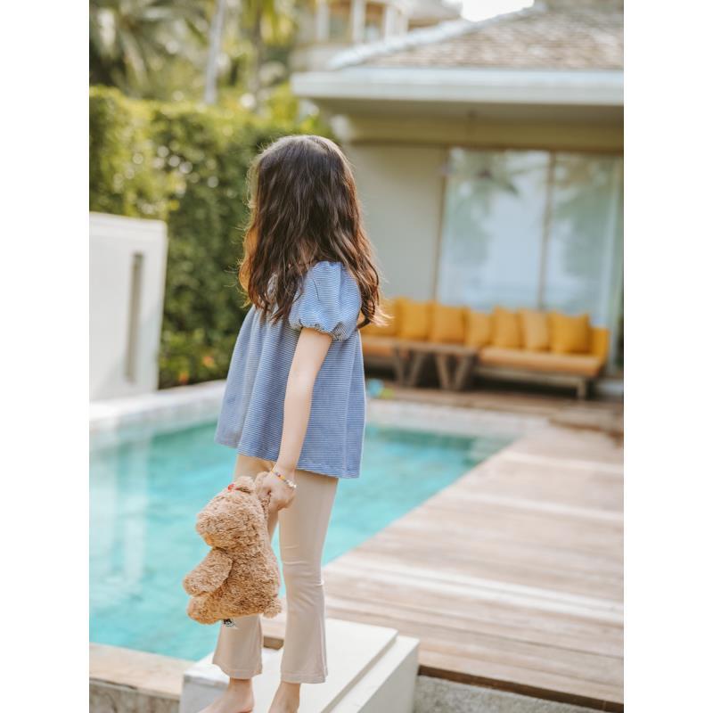 [Babycat] Hàng Có Sẵn Quần Ống Loe Mỏng Phong Cách Phương Tây Hàn Quốc Nhật Bản Mới 2022 Dễ Phối Đồ Cho Bé Gái
