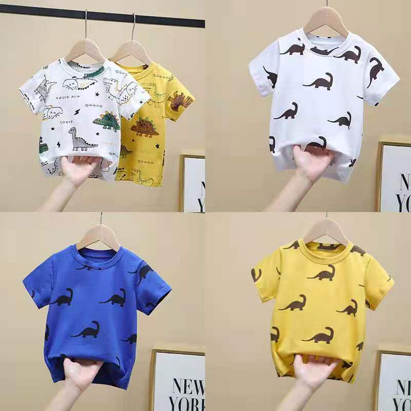 Áo Thun Cotton Tay Ngắn In Hình Khủng Long Thời Trang Mùa Hè Dành Cho Trẻ Em