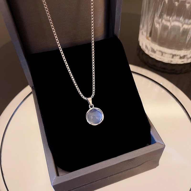 zheting Vòng cổ Mặt Trăng Xanh Chất Liệu Titan Cho Nữ