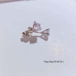 bông tai nụ đá vàng trắng 5li