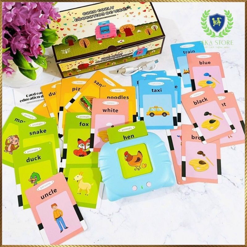 Máy đọc thẻ tiếng Anh flashcard con Mèo, thẻ học cho bé đa dạng các chủ đề với 224 từ vựng, hàng loại 1 có 8 chip xử lý