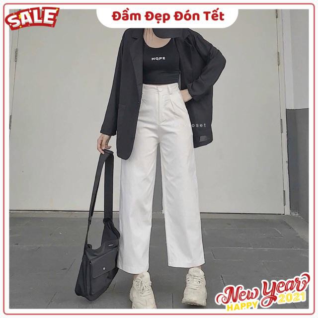 Quần Nữ PION CULOTES chất vải kaki thun dày dặn cạp cao dễ mix đồ from chuẩn tone màu basic ống uống rộng