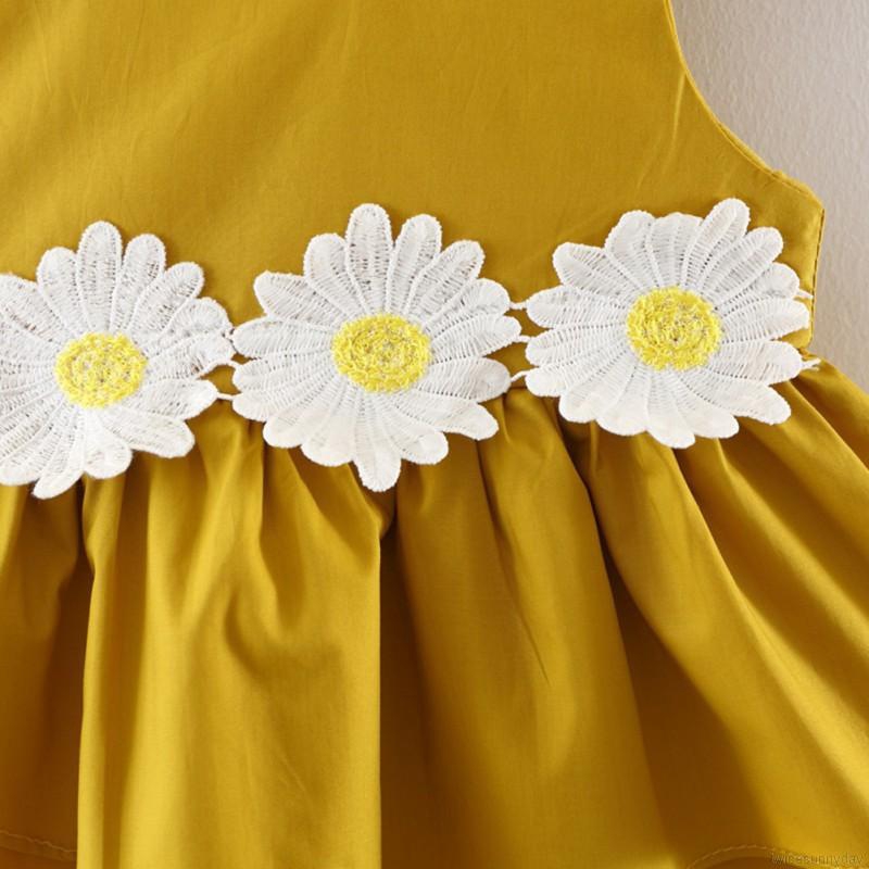 Đầm không tay cổ tròn in hoa dễ thương cho bé gái