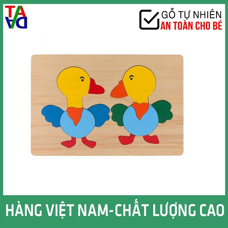 Đồ Chơi Gỗ VNXK Hợp Chuẩn, An Toàn Cho Bé - Tranh Ghép Hình Con Vật