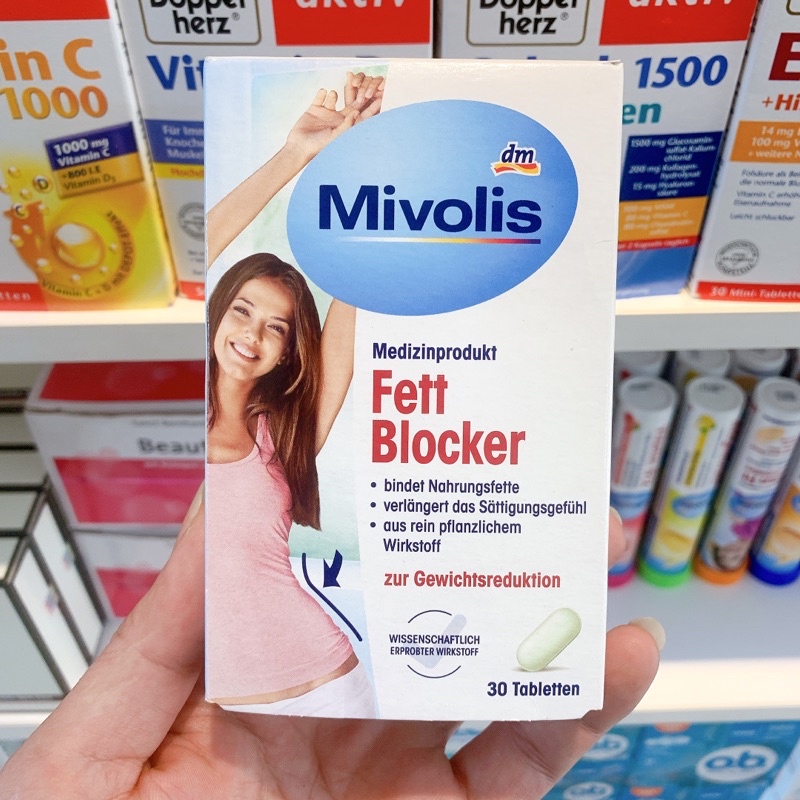Viên uống giảm cân,giảm mỡ bụng Fett Blocker Mivolis - Hộp 30Viên - Hàng nội địa Đức