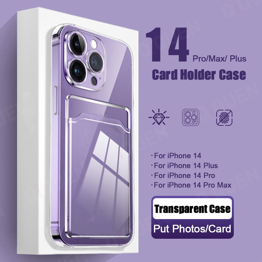 Ốp Điện Thoại TPU Mềm Trong Suốt Chống Sốc Có Ngăn Đựng Thẻ Cho iPhone 14 Pro Max 14 Plus