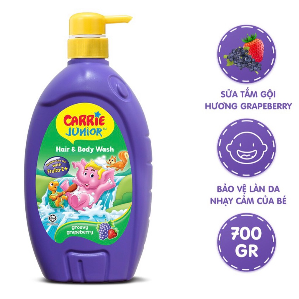 Carrie Junior Tắm Gội Toàn Thân cho trẻ Hương Grapeberry 700g