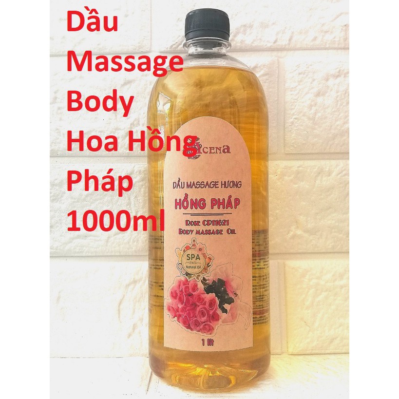Dầu Massage Body Hoa Hồng Pháp chuyên dùng Spa ACENA trơn tay 1000ml