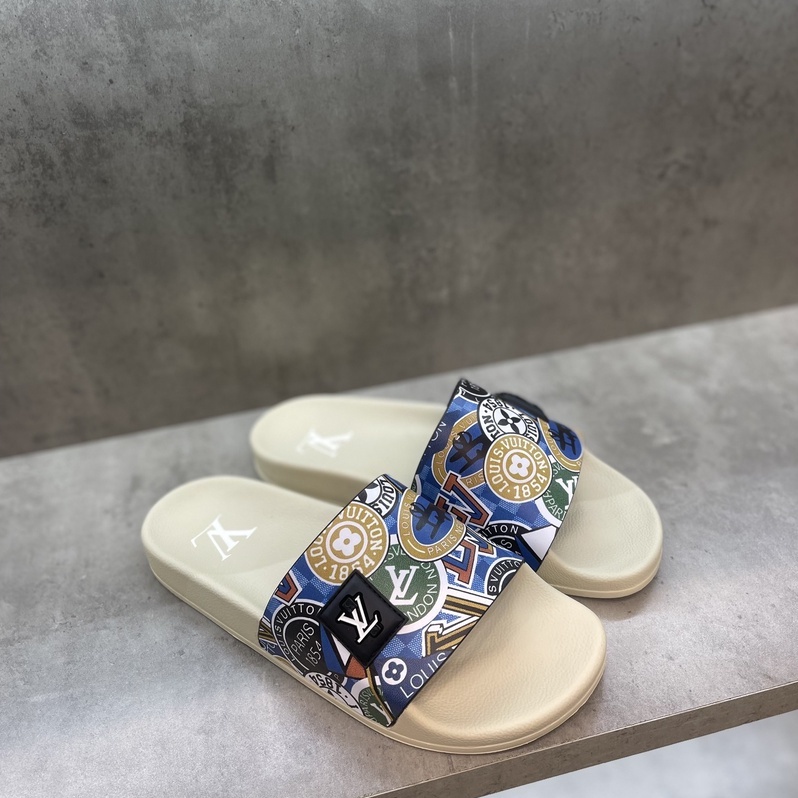 Dép lê quai ngang Louis Vuitton họa tiết fullbox
