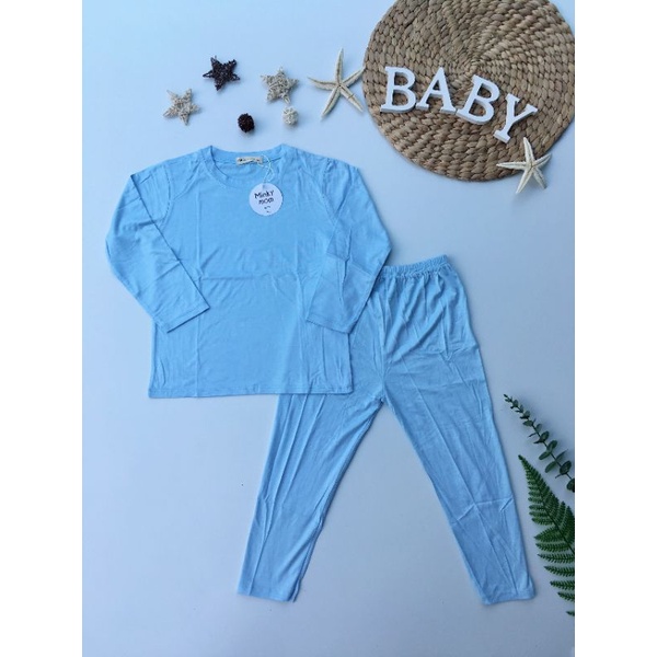 [Bé 20-32kg] Bộ dài tay màu trơn thun lạnh Minky Mom cho bé trai bé gái từ 20-32kg