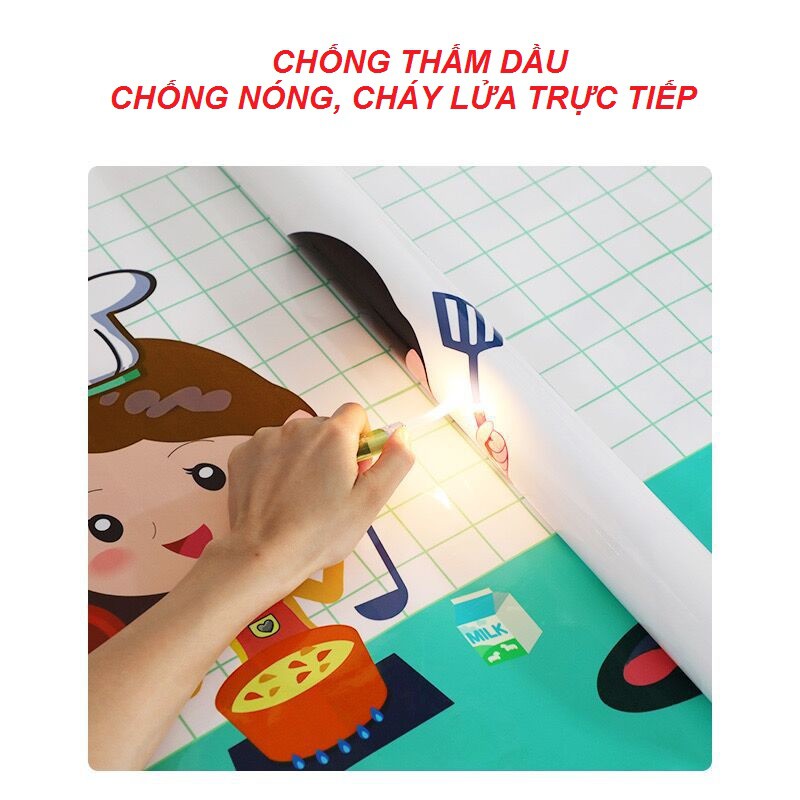 Dán bếp CHỐNG CHÁY - CHỐNG THẤM DẦU - lau chùi vệ sinh dễ dàng AmyShop họa tiết Delicious Kitchen