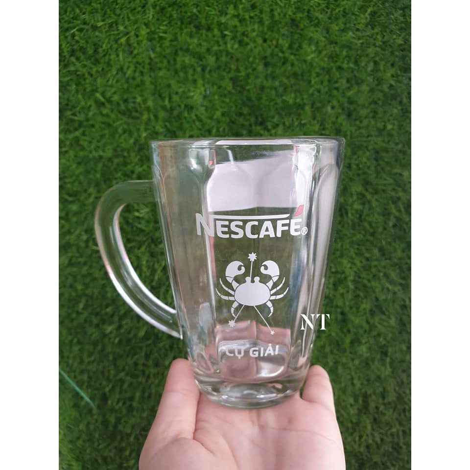 BỘ 6 LY THUỶ TINH CÓ QUAY CẦM 340ml, quà tặng từ Nescafe