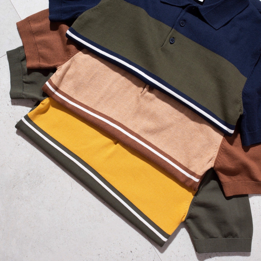 Áo polo nam ngắn tay HB chất liệu len dệt phối màu sọc ngang | KATUS STORE 00601