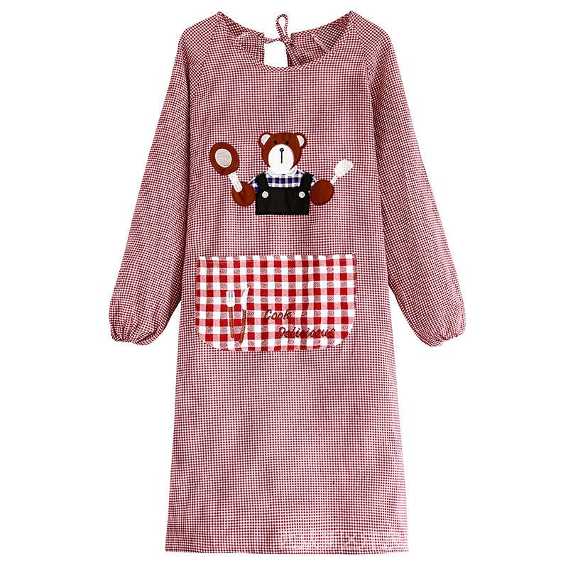 Tạp Dề Cotton Trơn Tay Dài Chống Bám Dầu Phong Cách Hàn Quốc Dễ Thương Thời Trang Cho Nữ