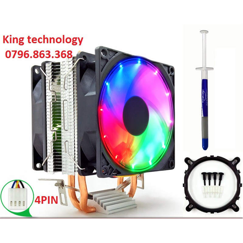 Tản Nhiệt Khí Snowman M200 Led RGB Dual Fan 3pin, 4 pin- Hỗ Trợ All CPU INTEL AMD kèm keo tản nhiệt