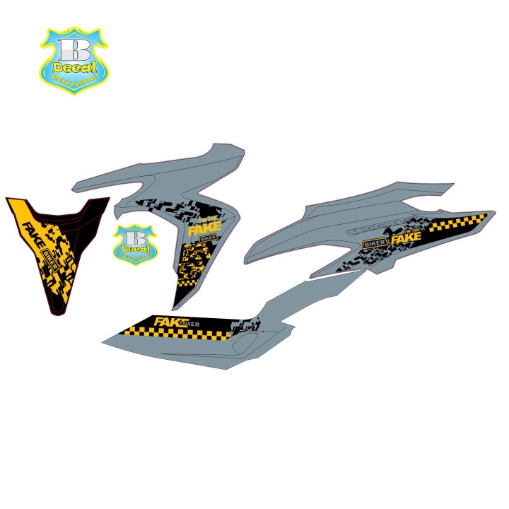 ( Quí khách vui lòng mang ra tiệm cho thợ dán ) Tem vario 150 FAKE BIKER xám xi măng