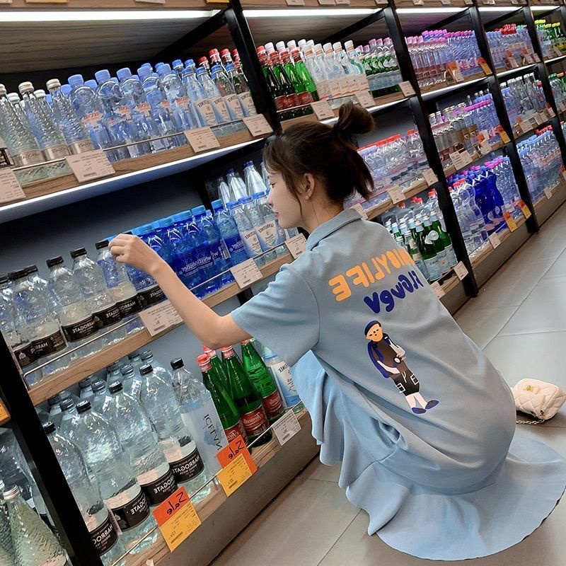 Đầm Polo Tay Ngắn Dáng Rộng Thiết Kế Mới Thời Trang Theo Phong Cách Hàn Quốc