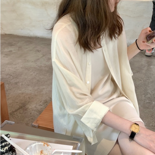 SUXI Áo Kiểu Dáng Rộng Màu Sắc Đơn Giản Phong Cách Vintage Dành Cho Nữ