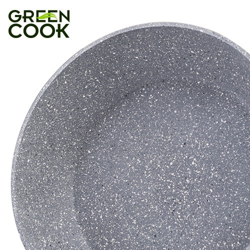 Chảo đáy từ vân đá chống dính GreenCook 22 - 24 - 26 - 28 - 30 cm tay cầm chịu nhiệt - Hàng chính hãng