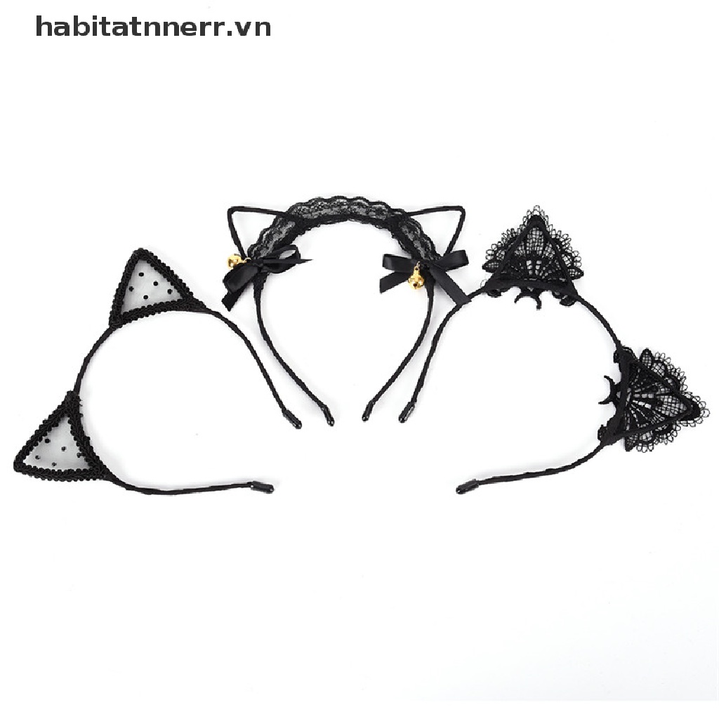 Băng Đô Tai Mèo Phối Ren Xinh Xắn Dành Cho Nữ