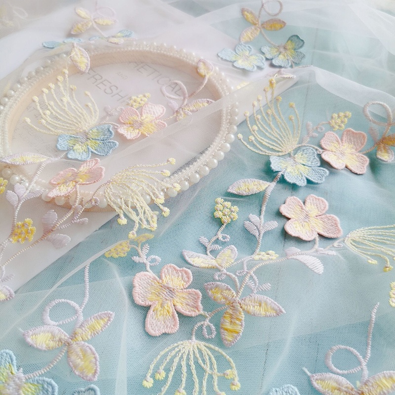 Vải Cotton Ba Chiều Màu Sắc Hòa Tan Trong Nước Phối Ren Dùng May Đầm Cưới Thiết Kế Thủ Công diy