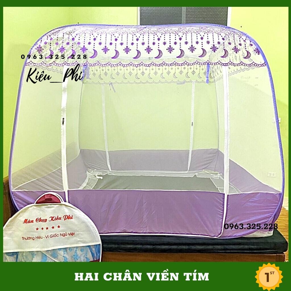 Màn chụp tự bung Kiều Phi - Mẫu Mùng chụp tự bung đỉnh vuông hai viền chân cao cấp thông minh
