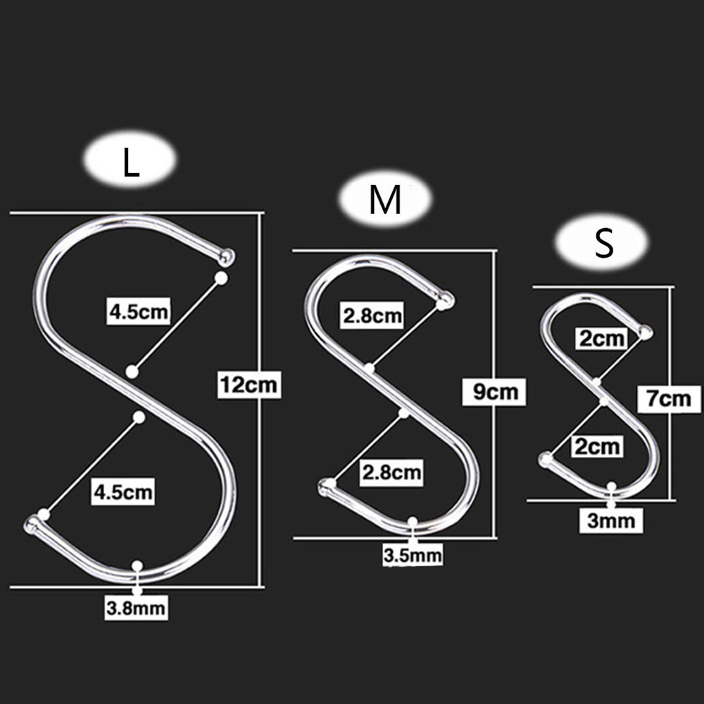 Set 1 / 5 / 10 móc treo quần áo hình chữ S bằng thép không gỉ tiện dụng cho gia đình