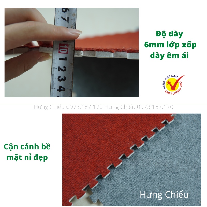 Thảm nỉ ghép trải sàn miếng chống trơn trượt trải phòng khách Tường Lâm tấm 40x40cm