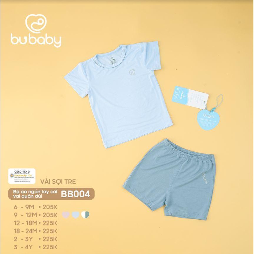 Bộ cộc tay cài vai Bu, Bubaby sợi tre 6m - 4Y