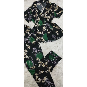 Bộ pijama tay ngắn quần dài vải satin