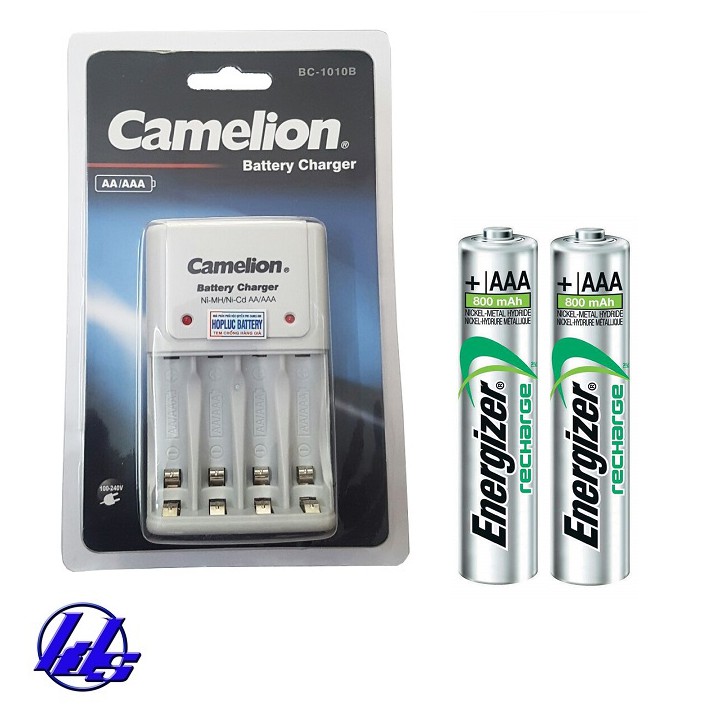 Combo bộ sạc pin AA, AAA BC-1010B kèm 2 pin sạc Energizer AAA 800mAh