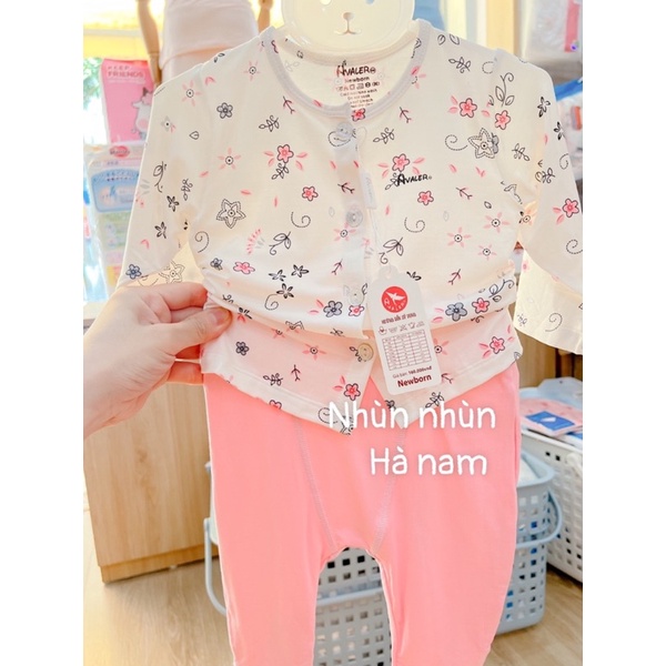 (Nhùn nhùn)Bộ cài thẳng/cài chéo dài tay hoạ tiết sợi tre Avaler size nb đến 6-9m(nhiều mẫu)
