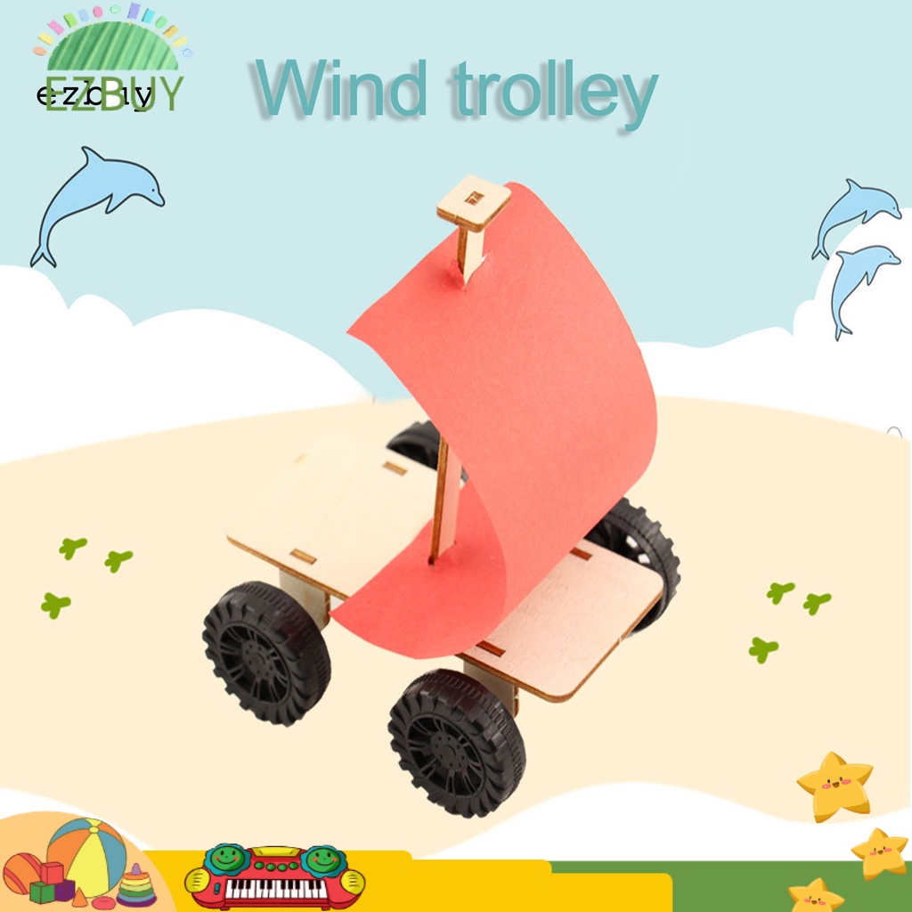 [EY] Eco-friendly DIY Car Kit Wind Power Car Model Imagination Cultivation for Entertainment