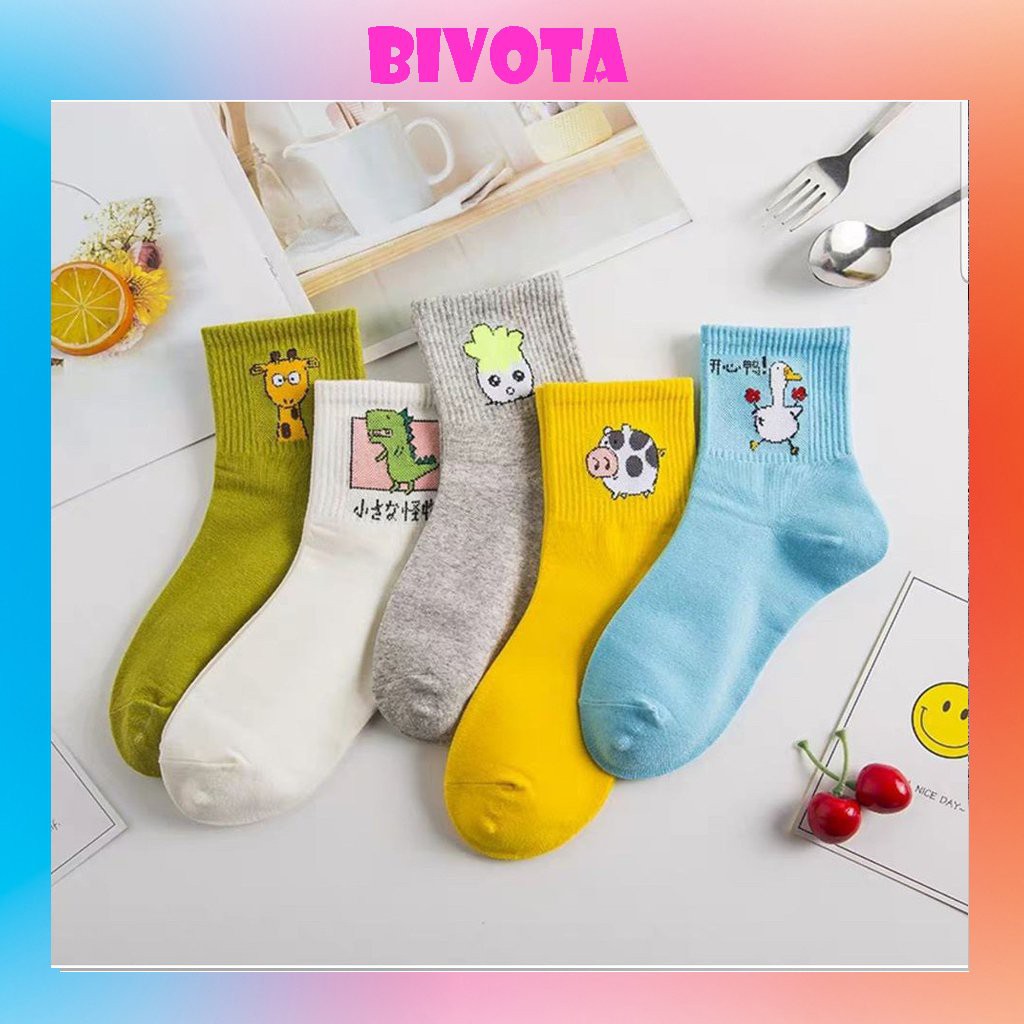 Tất cổ cao Bivota vớ tất nam nữ hoạt hình pig pig siêu dễ thương T82