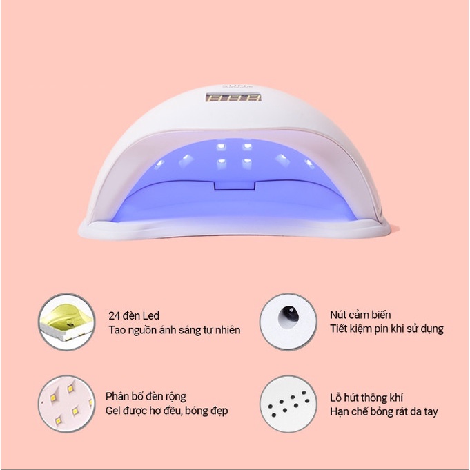 Máy hơ gel móng Sun 5 UVLED 48W, máy hơ gel mini hơ móng phụ kiện nail