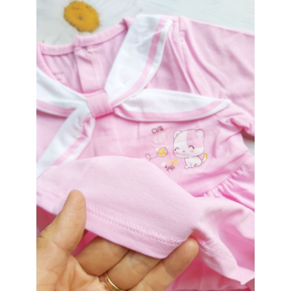 Váy thủy thủ bé gái Dokma, chất cotton Mỹ mềm mát, thoáng khí