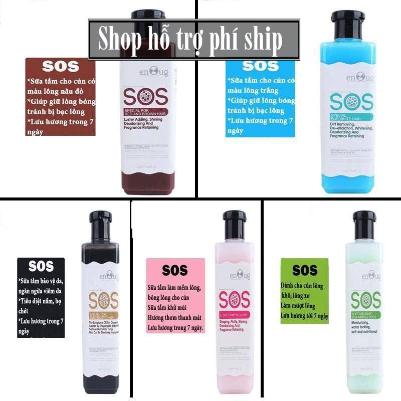 Hỗ trợ Ship-  -Sữa Tắm SOS cao cấp màu đen phục hồi da và lông dành cho chó. - 530ml (dùng cho mọi loại chó mèo) (hanpet