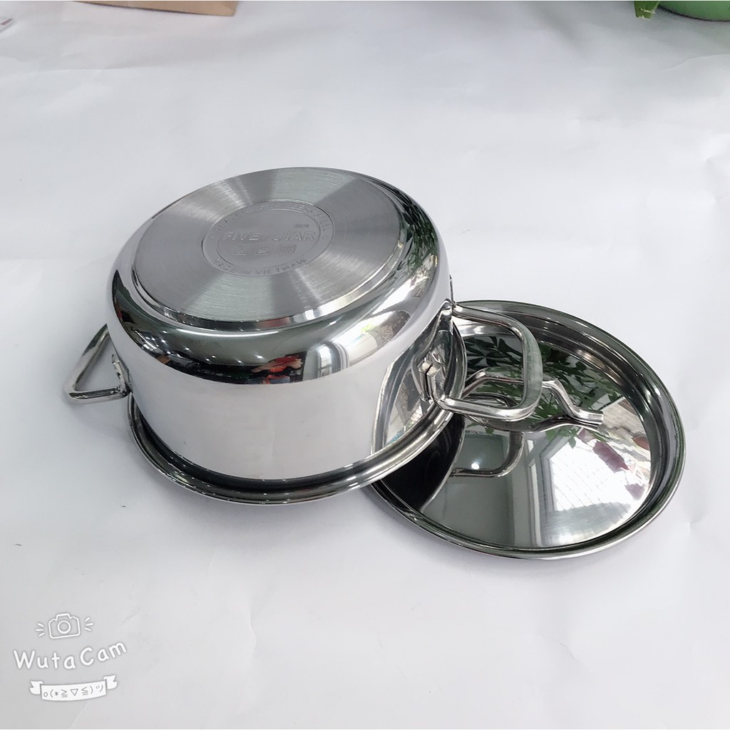 Nồi inox 3 đáy sandwich inox 430 FiveStar Standard bếp từ nắp inox ( 16cm / 18cm / 20cm / 24cm ) , dùng được mọi bếp